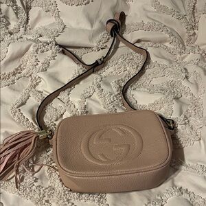 Gucci inspired Pebbled Leather Disco Crossbody in Blush Tan